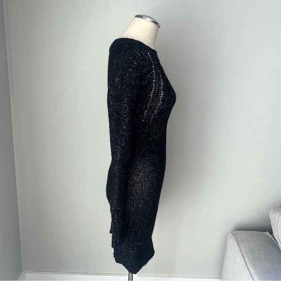 Black sparkly alpaca blend knit dress with long sleeves - Picture 3 of 6